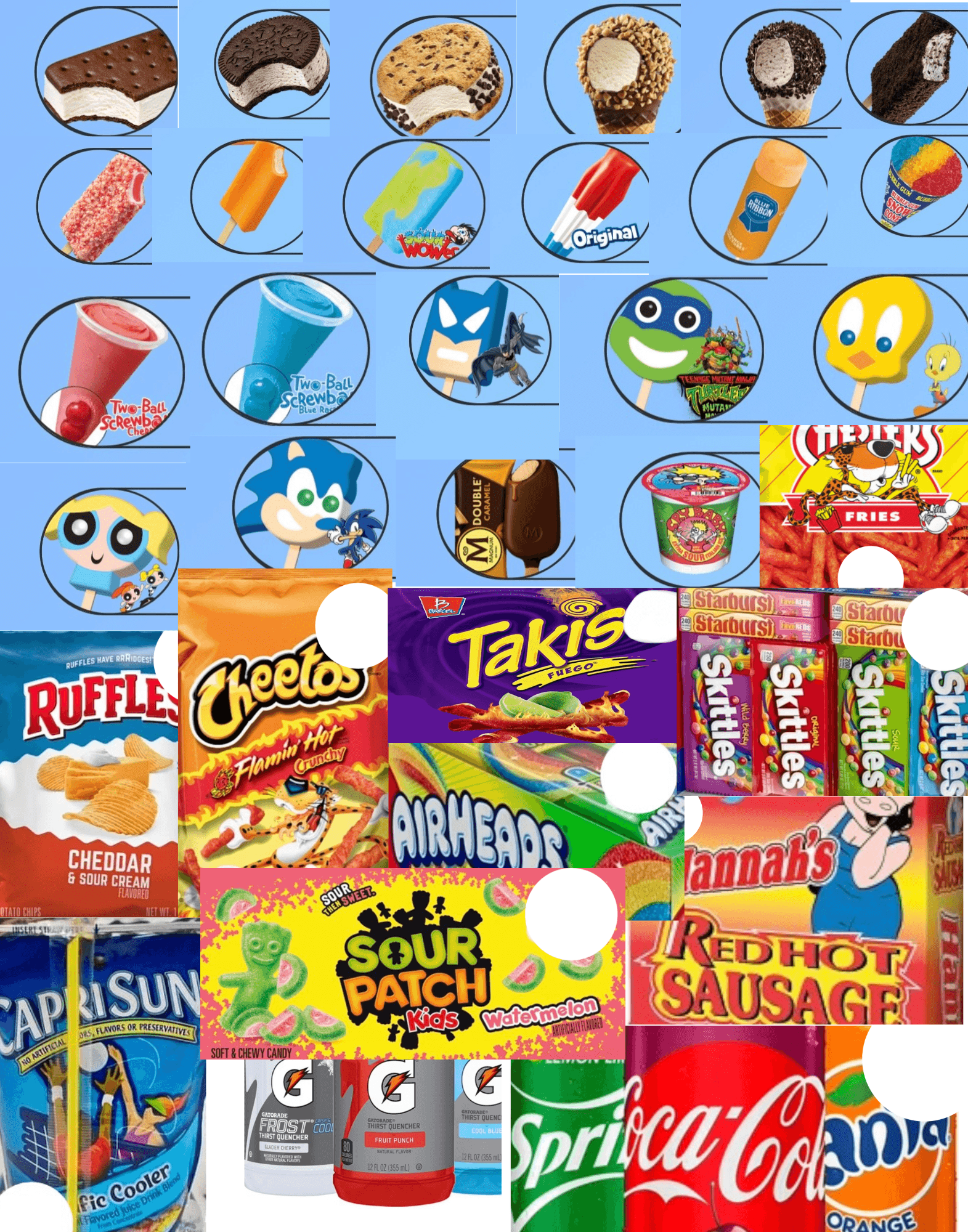 Sweet Spot Truck menu poster showing ice cream, snacks, drinks, and prices